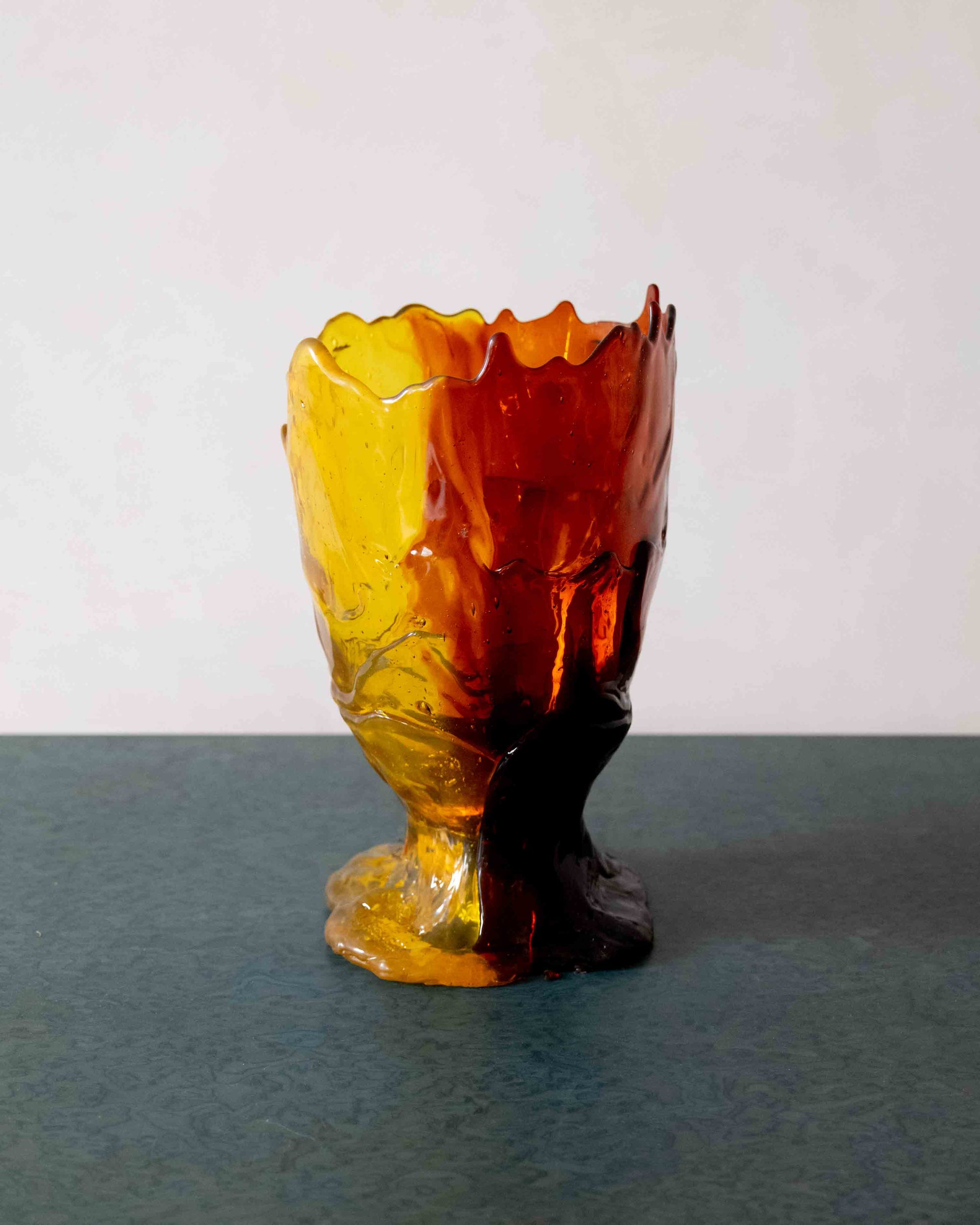 Medusa Vase by Gaetano Pesce in Clear Yellow & Dark Ruby