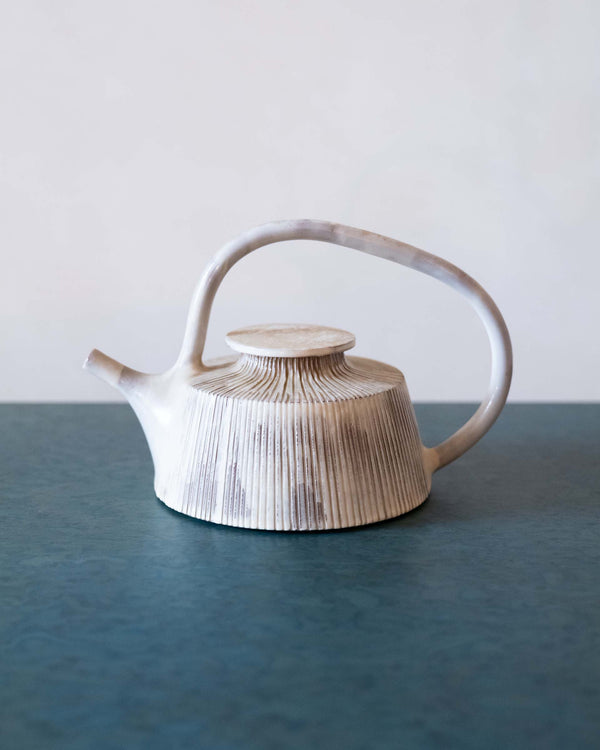 Modernist Ceramic Pleated Teapot