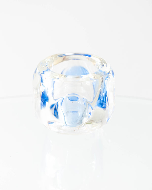 Glass Candle Holder with Sculpted Indents