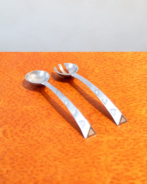 Towle Mother of Pearl & Aluminum Salad Serving Set