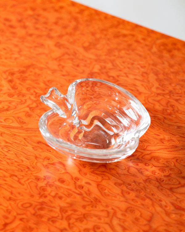 1970s Apple Shaped Crystal Glass Bowl