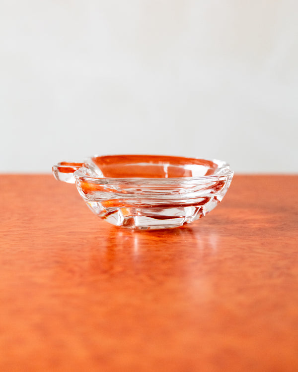 1970s Apple Shaped Crystal Glass Bowl